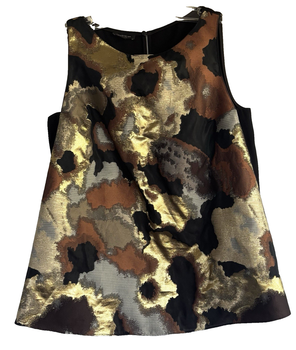 Lafayette 148 New York Blouse Sleeveless Abstract Print Top Women M